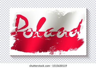 Flag of Poland. Red and white horizontal stripes. European state of Poland. Design of a symbol, poster, banner. Vector illustration