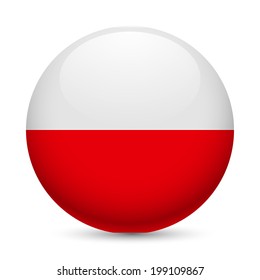 Flag of Poland as round glossy icon. Button with Polish flag