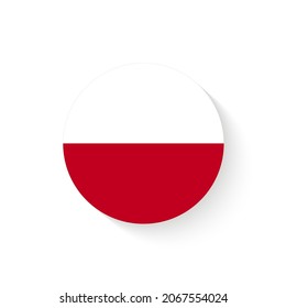 Flag of Poland as round glossy icon. Button with Polish flag
