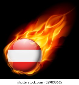 Flag of Poland as round glossy icon burning in flame
