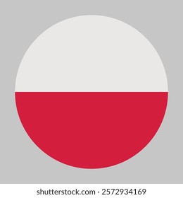 Flag of Poland round shape, national symbol