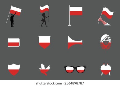 Flag of Poland Set, Original and simple Poland flag Bundle, vector illustration of Poland flag Collection
