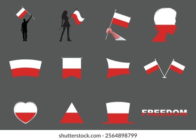 Flag of Poland Set, Original and simple Poland flag Bundle, vector illustration of Poland flag Collection
