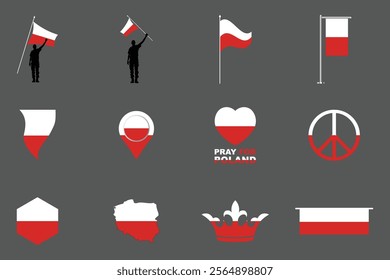 Flag of Poland Set, Original and simple Poland flag Bundle, vector illustration of Poland flag Collection
