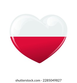 Flag of Poland in the shape of a heart. Heart with Poland flag. 3D illustration, vector