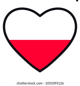 Bandera de Polonia en forma de Corazón con contraste, símbolo de amor por su país, patriotismo, ícono para el Día de la Independencia.