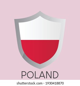 Bandera de Polonia diseño de icono de escudo, ilustración simple de vector gradiente, eps 10

