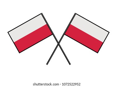 Flag of Poland. Stylization of national banner. Simple vector illustration with two flags.