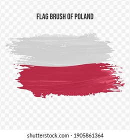 Flag Of Poland in texture brush  with transparent background, vector illustration in eps file