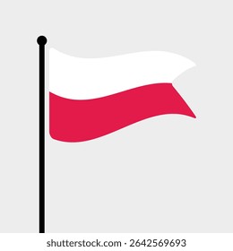 Bandeira da Polônia. Projeto de ícone de ilustração de vetor de bandeira da Polônia. Bandeira de mastro flutuante.