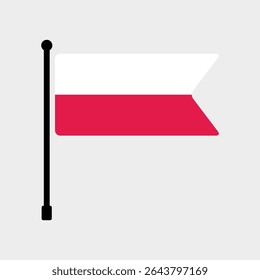 Bandeira da Polônia. Projeto de ícone de ilustração de vetor de bandeira da Polônia. Ícone do sinalizador de polo.