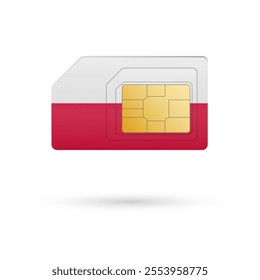 Flag of Poland. Vector illustration of SIM Card with flag on white background