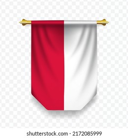 Bandera de Polonia. Ilustración vectorial de una bandera vertical colgante sobre un fondo transparente (PNG).