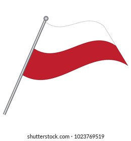 Flag of Poland waving on white background, Poland flag waving form. See also vector version.