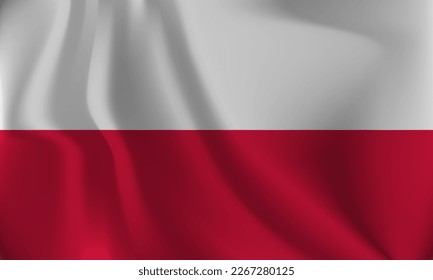 Flag of Poland, with a wavy effect due to the wind.