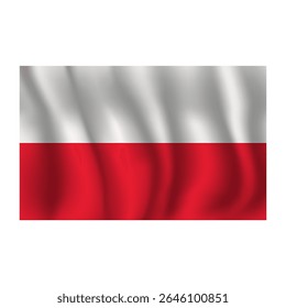 Bandeira da Polônia ondulada flui ao vento, com dobras 3d