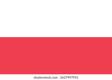 Flag of Poland with white on top and red on the bottom. Clean, minimalist horizontal layout used in official, educational, and geographic content
