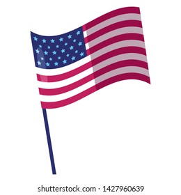 flag in pole american happy independence day vector illustration