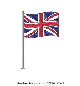 flag in pole of great britain isolated icon