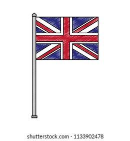 flag in pole of great britain isolated icon