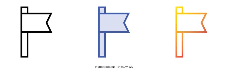 flag pole icon. Linear, Blue Fill and Gradient Style Design Isolated On White Background