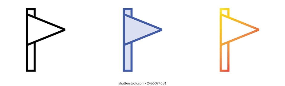 Flaggenmast-Symbol. Lineares, blaues Füllungs- und Verlaufsstil-Design auf weißem Hintergrund