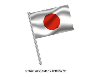 Poste de bandera aislado en fondo blanco con bandera nacional de Japón. colores y proporción originales. Simplemente ilustración vectorial, desde el conjunto de indicadores de los países.