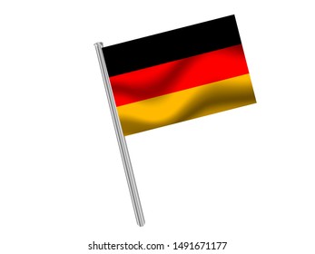 Flag pole isolated on white background with National flag of Federal Republic of Germany. original colors and proportion. Simply vector illustration, from countries flag set.