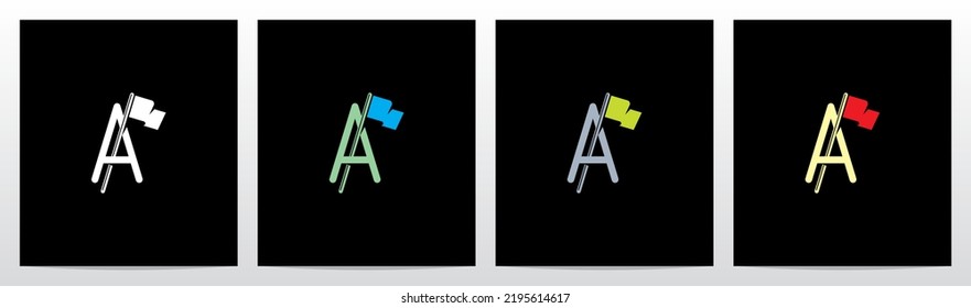 Flag Pole On Letter Logo Design A