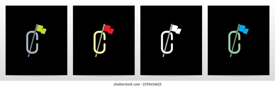 Flag Pole On Letter Logo Design C
