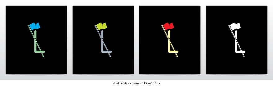 Flag Pole On Letter Logo Design L