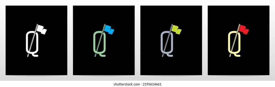 Flag Pole On Letter Logo Design Q