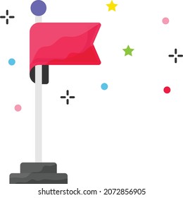 Flag with Pole and star Concept Vector Color Icon Design, Party Celebrations Symbol, Winter Holiday Season Sign, New Year and Christmas Stock Illustration