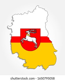 Flag of the Polish Voivodeship Lublin in combination with a detailed map outline - Vector