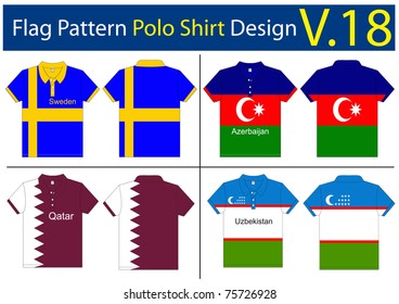 Flag Polo shirt designs international. Vector template