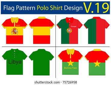 Flag Polo shirt designs international. Vector template