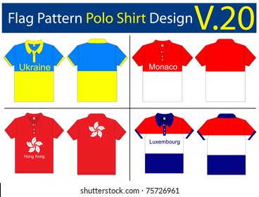 Flag Polo shirt designs international. Vector template