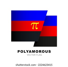 La bandera del orgullo poliamoroso. Un colorido logo de una de las banderas LGBT. Identificación sexual. Ilustración vectorial en un fondo blanco.