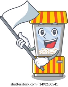With flag popcorn vending machine in mascot shape