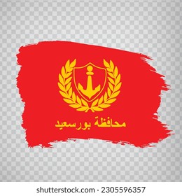 Flag of Port Said Governorate brush strokes. Flag Port Said of Egypt on transparent background for your web site design, app, UI.  EPS10.