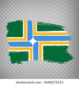 Flag of Portland is city  of USA from brush strokes. State of Oregon.  Flag city Portland on transparent background for your web site design, app, UI. United States. EPS10.