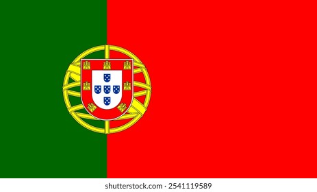 Flagge von Portugal, 16:9 Format, Portugal Flagge, Vektorbilder