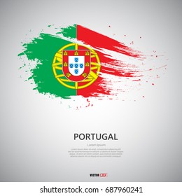 Flag of Portugal with brush stroke 