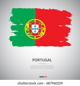 Flag of Portugal with brush stroke 