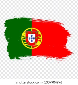 Flag Portugal from brush strokes.  Flag Portuguese Republic on transparent background for your web site design, logo, app, UI. Stock vector. Vector illustration EPS10.
