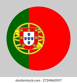 Flagge von Portugal in Kreisform mit genauen Proportionen und offiziellen Farben