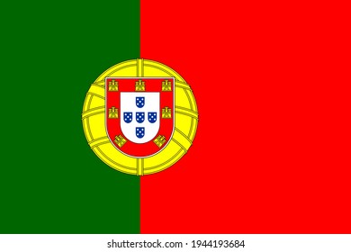 Bandera de Portugal con la proporción, las formas y los colores correctos