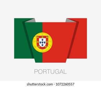 Flag of Portugal. Flat Icon Waving Flag with Country Name on a White Background