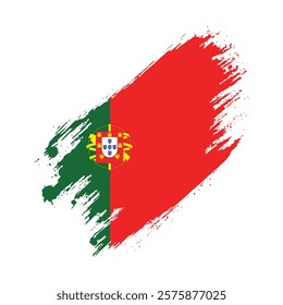 Flag of Portugal Grunge Brush Stroke Style Vector