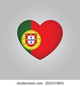 Flag Of Portugal In Heart. Portuguese Flag Vector. Love Portugal Symbol